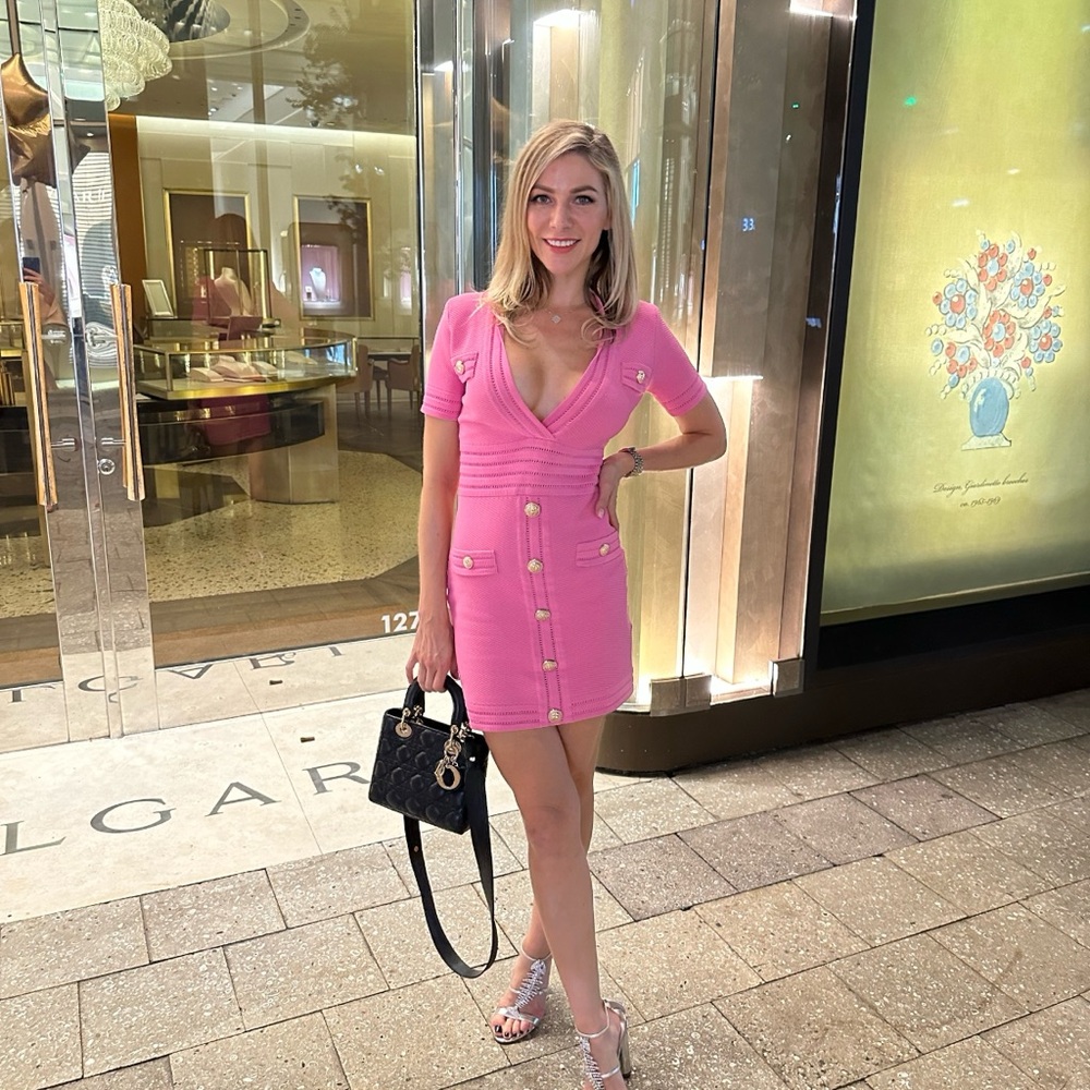 Pink V-Neck Dress